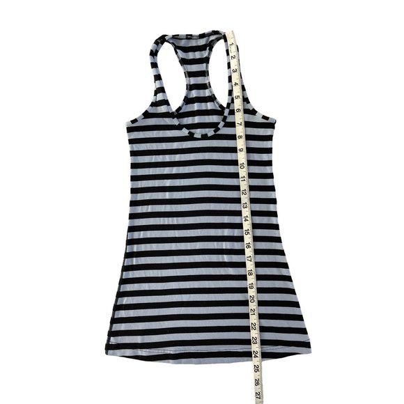 Lululemon Cool Racerback Sea Stripe‎ Polar Haze Black Tank Top Size 2 Yoga - Picture 7 of 9